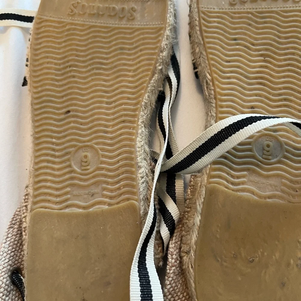 Soludos Black and White Striped Espadrilles - size 9 women’s strappy - Picture 3 of 11